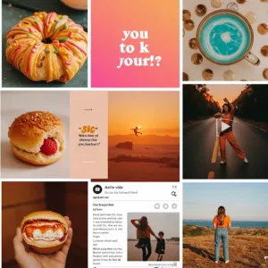 Image: a visual of a vibrant social media feed with diverse content