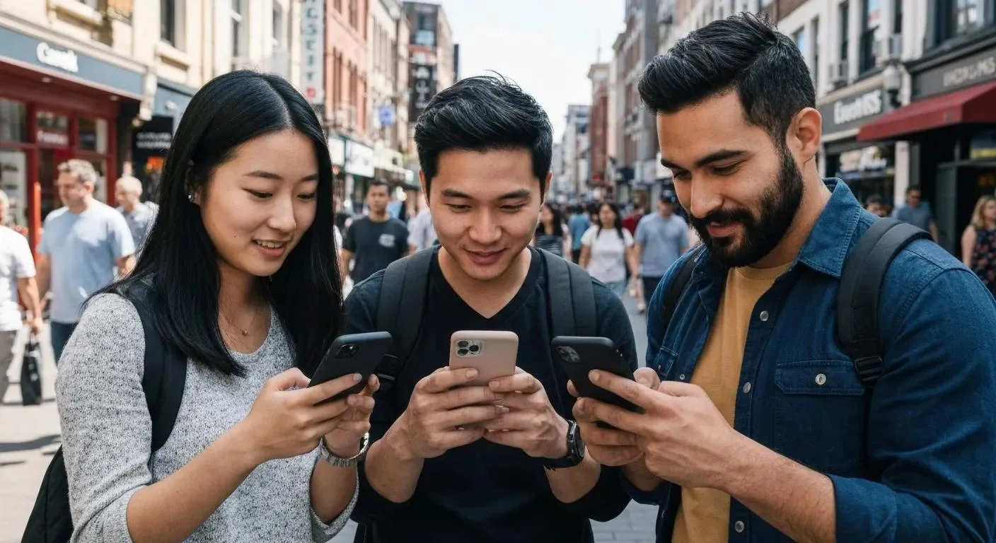 Diverse group of people engaging with Facebook, highlighting community and genuine interaction