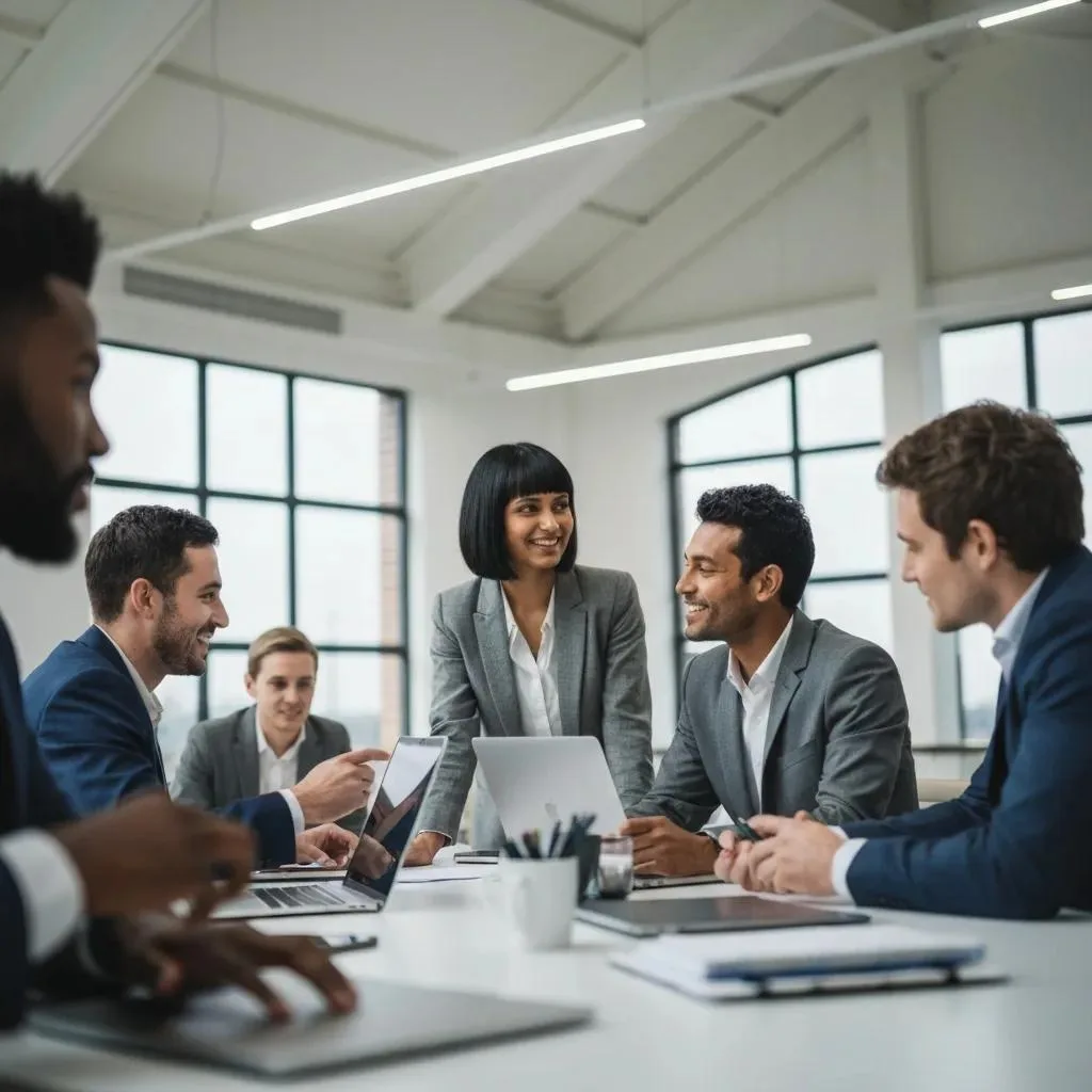 Team planning a B2B lead‑generation strategy in a modern office